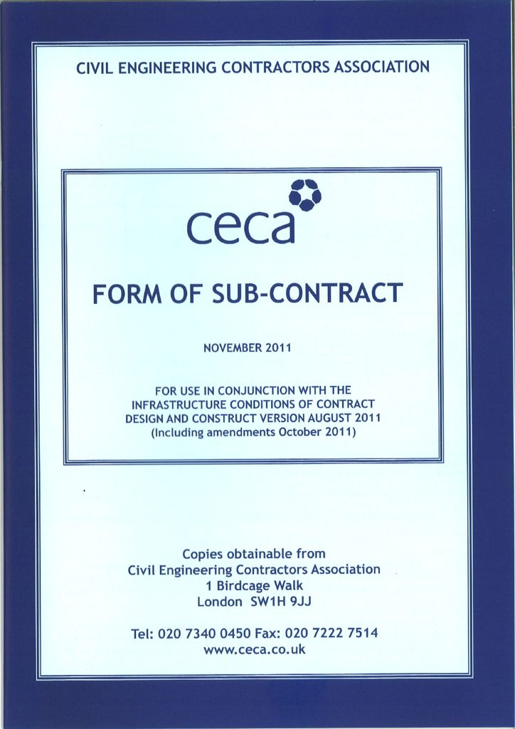 thumbnail of CECA Form of Sub-Contract For Use In Conjunction With THe Infrastructure Conditions of Contract Design and Construct Version August 2011 Including Amendments October 2011
