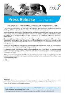 thumbnail of CECA Press Release – CECA – Reformed CITB Must Be Laser-Focussed on Construction Skills – Immed. 17 April 2018