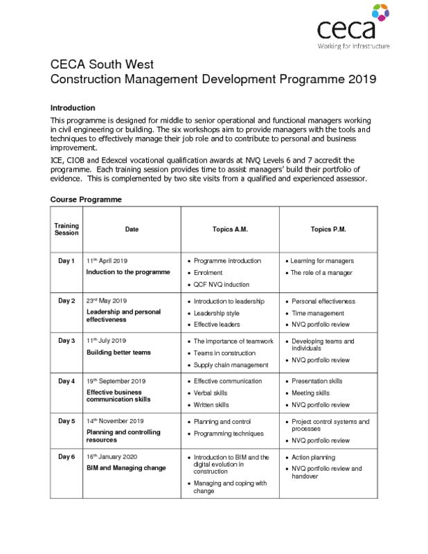 thumbnail of CECA South West Management Development Programme 2019