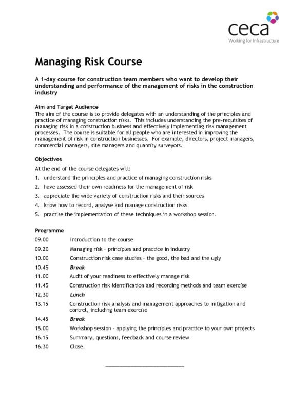 thumbnail of Managing Risk Course 2019