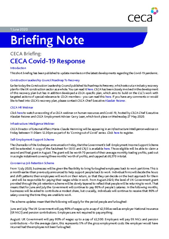 thumbnail of CECA Briefing – Covid-19 Update – 1 June 2020