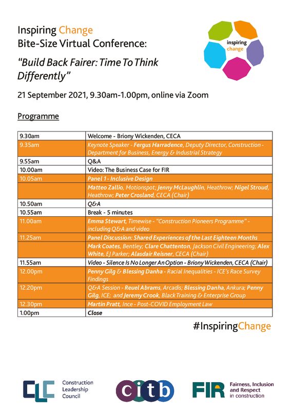 thumbnail of Inspiring Change Bitesize – Build Back Fairer – Time To Think Differently – 21 September 2021 – Programme